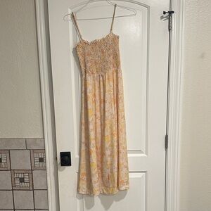 RESA Floral Midi Dress in Yellow and Orange